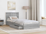 Storage Bed with Drawer Grey Sonoma 75 x 190 cm Engineered Wood 3410852