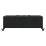 Garden Planter with Wheels and 3 Pots Black 107x32x38 cm Poly Rattan 366419
