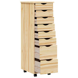 Rolling Cabinet with Drawers MOSS Clear Varnish Solid Pine wood 42032402