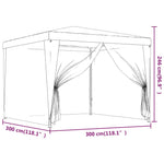 ZNTS Party Tent with 4 Mesh Sidewalls Red 3x3 m HDPE 319230