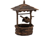 Wooden Garden Wishing Well Fountain Barrel Waterfall Rustic Wood with Pump Garden Dcor Ornament T3398P322181