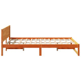 Bed Frame with Headboard Wax Brown 120 x 200 cm Solid Pine Wood 873276