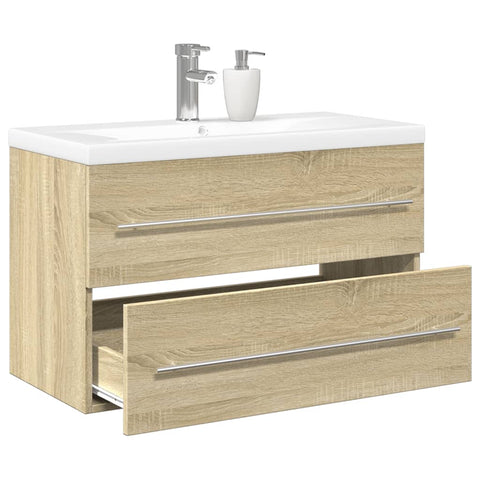 ZNTS 2 Piece Bathroom Furniture Set Sonoma Oak Engineered Wood 3325047
