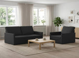 Sofa Set 2 pcs Black Fabric 3433136