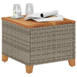 Garden Table Grey 45x45x37 cm Poly Rattan Acacia Wood 366326