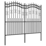 ZNTS Garden Fence with Spear Top Black 222 cm Powder-coated Steel 151088