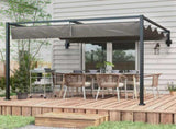 3 x 4m Lean To Steel Pergola, with Moving Fabric Canopy - Dark Grey T3398P317620