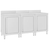 Commercial Work Table Cabinet 180x60x96 cm Stainless Steel 3058268