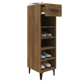 Shoe Cabinet Brown Oak 30x35x105 cm Engineered Wood 817566