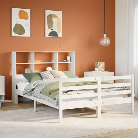 ZNTS Bookcase Bed without Mattress White 140x190 cm Solid Wood Pine 3321892