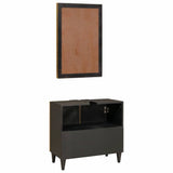 Bathroom Cabinet Set 2 pcs Black and Gold Solid Mango Wood 3310024