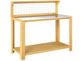Wooden Potting Bench Table with Aluminium Worktop, Outdoor Garden Workbench with 2 Shelves T3398P552685