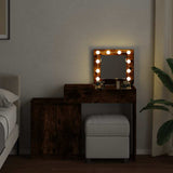 Dressing Table with LED Smoked Oak 115x37x110.5 cm 848231