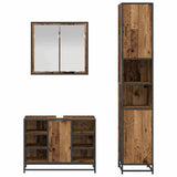 Bathroom Furniture Set with Door 3 pcs Old Wood Engineered Wood 3402545
