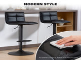 Set of Two Modern Faux Leather Bar Stools - Black T3398P423890