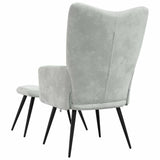 Relaxing chair with Footstool Light Grey Velvet 42022447
