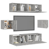 6 Piece TV Cabinet Set Concrete Grey Engineered Wood 3079102