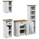 4 Piece Bathroom Furniture Set BODO White and Brown Solid Wood Pine 3307651