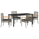 Garden Dining Set with Cushion 5 pcs Grey and Black Rattan 3380823