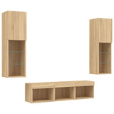 5 Piece TV Wall Units with LED Sonoma Oak Engineered Wood 3216606