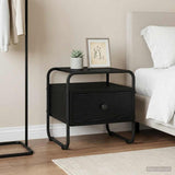 Bedside Cabinet Black Oak 40 x 39.5 x 40 cm Engineered Wood 8007671