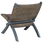 Relaxing Chair Grey Natural Kubu Rattan and Solid Mahogany Wood 285801