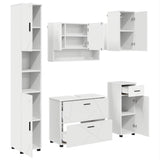 Bathroom Furniture Set 5 pcs White Engineered Wood and Metal 3393073