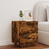 Bedside Cabinet with LED Lights Smoked Oak Engineered Wood 836743