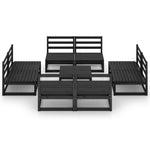 9 Piece Garden Lounge Set Black Solid Pinewood 3075278