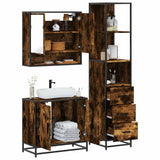 3 Piece Bathroom Furniture Set Smoked Oak Engineered Wood 3301157