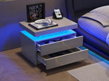 Nightstand LED Bedside Table Cabinet Lights Modern End Side with 2 Drawers for Bedroom T3272P355457