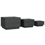Storage Boxes with Lids 3 pcs Grey Solid Wood Pine 818247