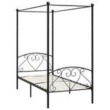 284435 Canopy Bed Frame without Mattress Black Metal 120x200 cm