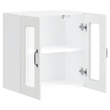Kitchen Wall Cabinet with Glass Door Kalmar White Engineered Wood 853667
