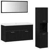 Bathroom Furniture Set 4 pcs Black Oak Engineered Wood 3334354