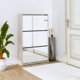 Shoe Cabinet with Mirror 3-Layer Concrete Grey 63x17x102.5 cm 342636