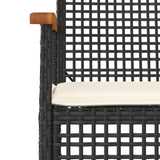 ZNTS 3 Piece Bistro Set with Cushions Black Poly Rattan Acacia Wood 366259