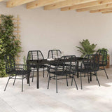 Garden Dining Set 7 pcs Black Poly Rattan 3380846