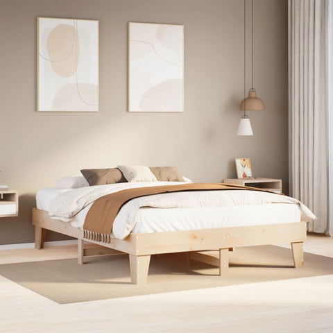 ZNTS Bed Frame without Mattress 160x200 cm Solid Wood Pine 855349