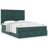 ZNTS Ottoman Bed with Mattresses Dark Green 140x200cm Velvet 3313478