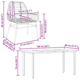 7 Piece Garden Dining Set Black Poly Rattan Glass 3334538