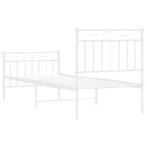 Metal Bed Frame without Mattress with Footboard White 75x190cm 373748