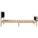 Bed Frame with Headboard Black 90 x 200 cm Solid Pine Wood 878426