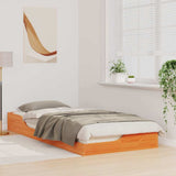 Bed Frame Wax Brown 100 x 210 cm Solid Pine Wood 873408