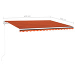 ZNTS Manual Retractable Awning with LED 4.5x3 m Orange and Brown 3069965