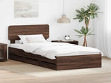 Bed Frame with Drawer Brown Oak 75 x 190 cm Engineered Wood 3412240