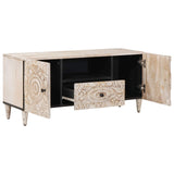 TV Cabinet with Door White 105 x 33.5 x 46 cm Solid Mango Wood 4018382