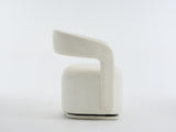 065 Chenille Fabric Accent Chair Armchair With Fabric Covered Wooden 360&deg Swivel Base, White W1397P388512