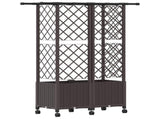 Raised Bed with Trellis and Roof Brown 124 x 40 x 142 cm PP 3423037