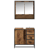 Bathroom Furniture Set with Door 2 pcs Old Wood Engineered Wood 3402506